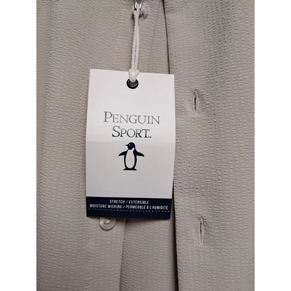 Mens Penguin Sport Agate Gray Short‎ Sleeve Shirt. NWT. Size Med. Small Hole... - Picture 3 of 11